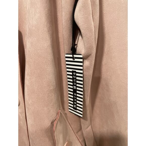 Blush Pink Large L Haute Monde Women's Juniors Casual Faux Suede Moto Jacket - Picture 5 of 9